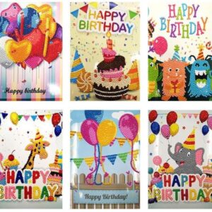 8 3D Diamond Painting Happy Birthday Kaarten | 6 DP Bday 001