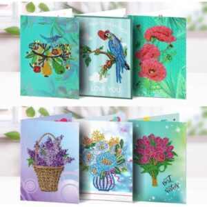6 Diamond Painting bloemenkaarten | 6 DP FL 001