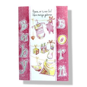 10 Wenskaarten | Geboorte | Dochter | Met cadeautje | 11x17cm | incl. Envelop | GEB12.4.7