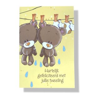 10 Wenskaarten | Geboorte | Tweeling | 11x17cm | incl. Envelop | GEB12.5.6